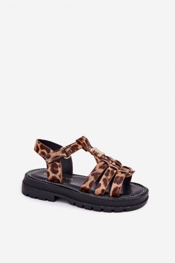 Sandali per bambini con dettagli decorativi e stampa leopardata 2