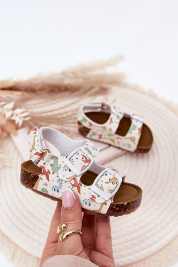 Sandali per bambini Su suola in sughero con fibbie Dinosauri Colori differenti Thessa