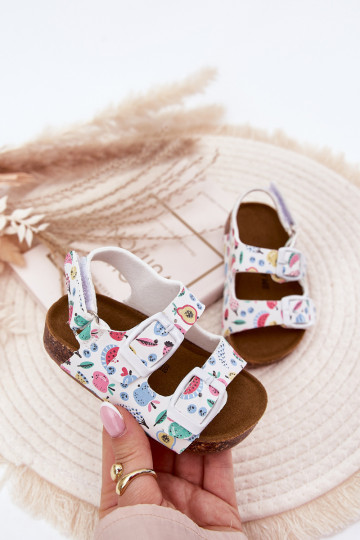 Sandali per bambini Su suola in sughero con fibbie OAoce Colore bianco Thessa