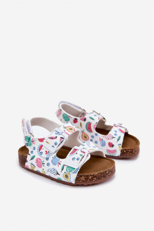 Sandali per bambini Su suola in sughero con fibbie OAoce Colore bianco Thessa