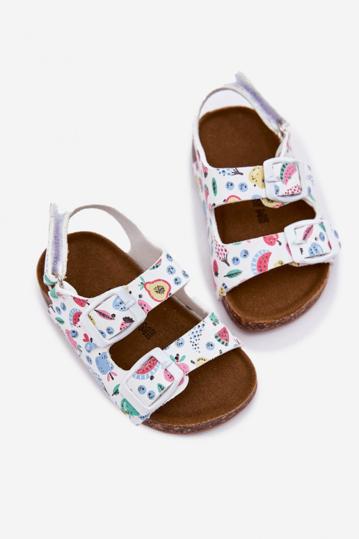 Sandali per bambini Su suola in sughero con fibbie OAoce Colore bianco Thessa