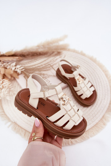 Sandali per bambini con dettagli decorativi color sabbia