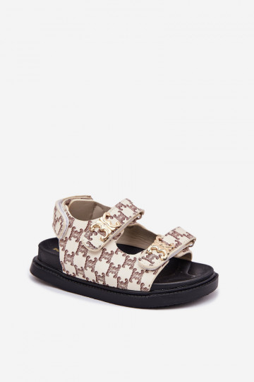 Sandali per bambini con chiusure adesive Ze colore doratomi Detalami beige Cavina 2