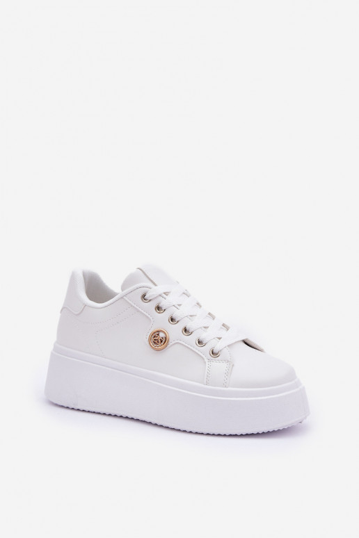 Eko Pelle Scarpe modello sneakers con una piattaforma Ze colore doratom Detalem Colore bianco Zingie