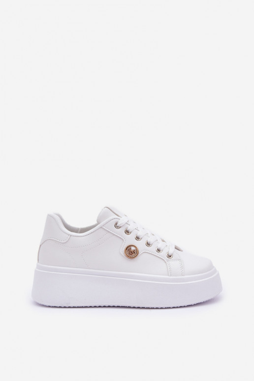 Eko Pelle Scarpe modello sneakers con una piattaforma Ze colore doratom Detalem Colore bianco Zingie
