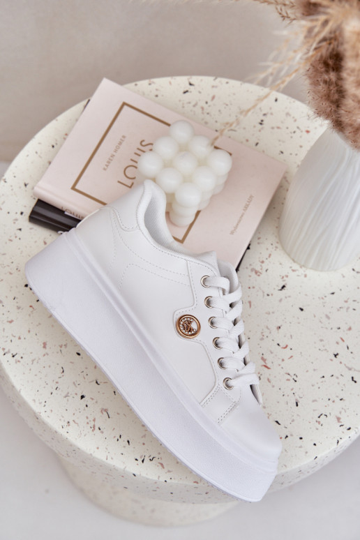 Eko Pelle Scarpe modello sneakers con una piattaforma Ze colore doratom Detalem Colore bianco Zingie