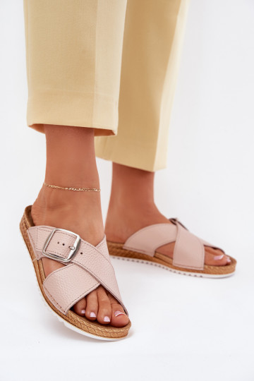 Pantofole in pelle Femminile con fibbie Inblu VO0004GU colore rosa