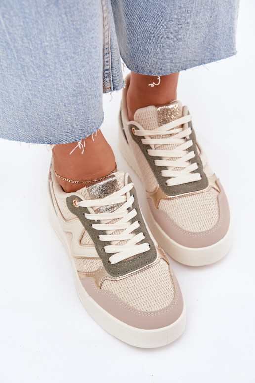 Scarpe modello sneakers Femminile con una piattaforma con motivi di pelliccia di leopardo beige Kelsia