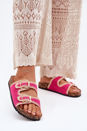 SzydełkoAe Pantofole da donna Ze colore doratomi con fibbiemi colore rosa Fenira