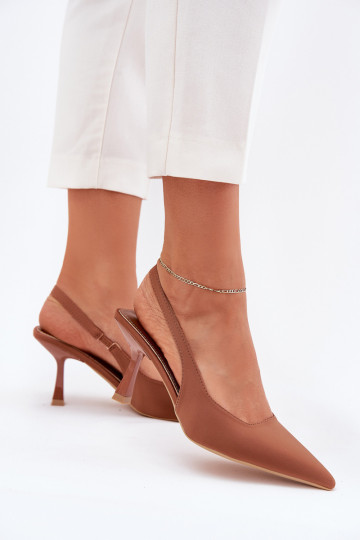 Sandali da donna con tacchi sottili colore marrone Lunira