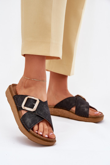 Ciabatte da donna con fibbie Inblu ED000025 nere
