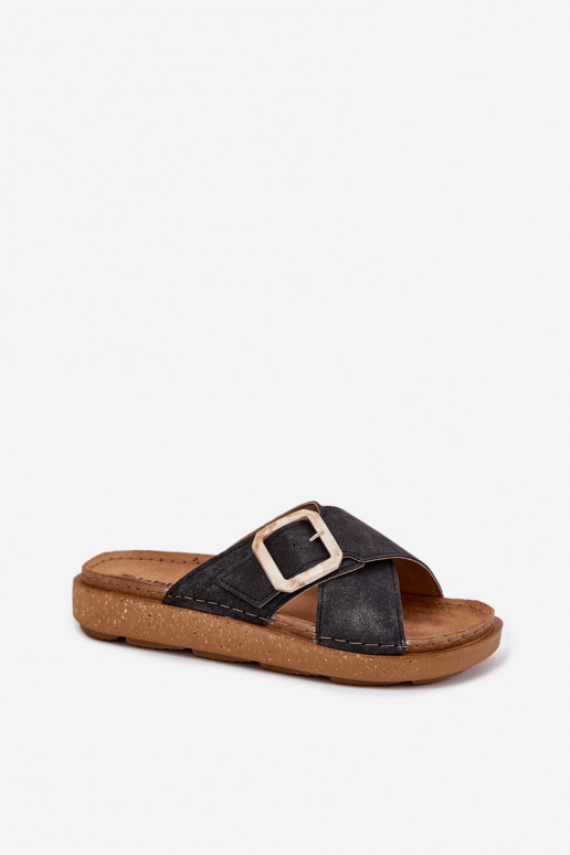 Pantofole da donna con fibbie Inblu ED000025 colore nero