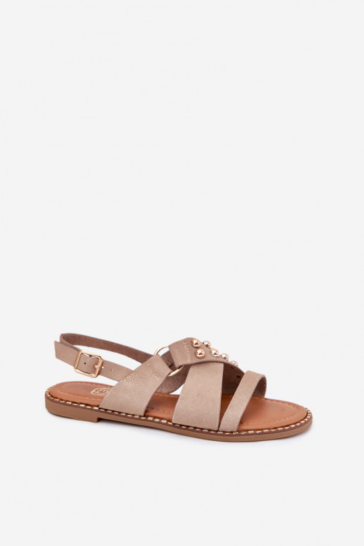 Sandali da donna con tacchi larghi Ze colore doratomi Borchie beige Zanira