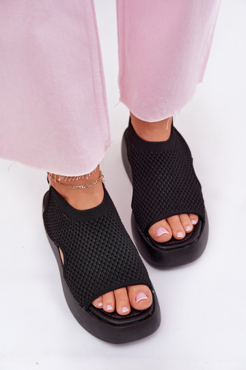 Sandali da donna con piattaforma color nero Kavira