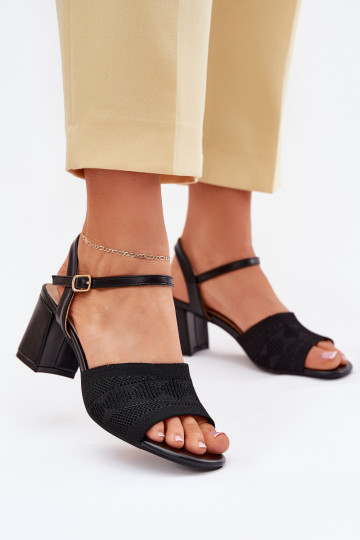 Sandali da donna con tacco a forma di colonna color nero Sarena