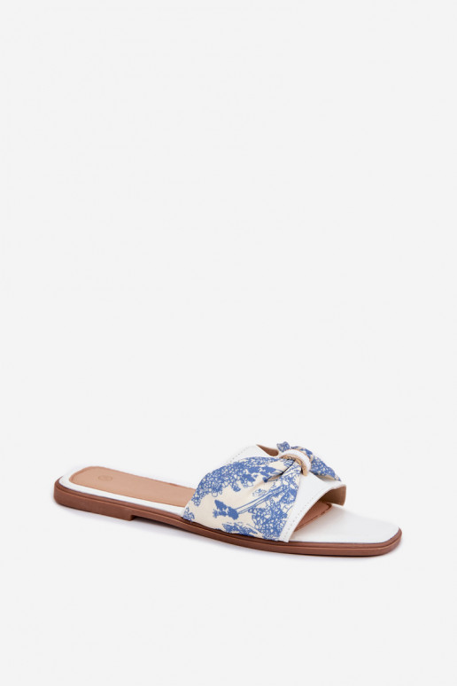 Pantofole da donna con tacchi larghi con nastri Colore bianco Avenza