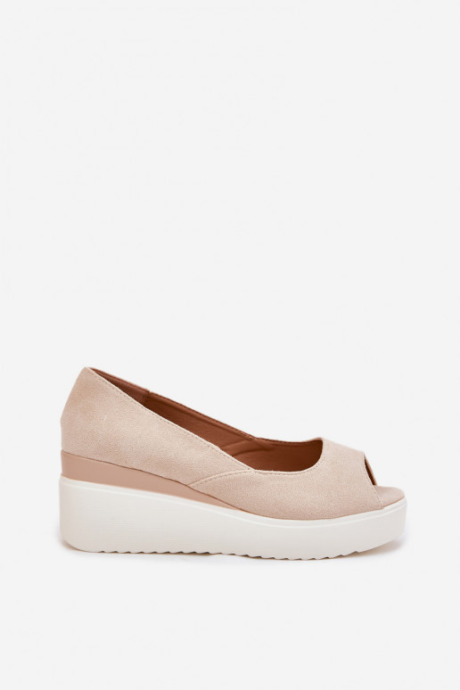 Sandali da donna Su un cuneo Z in ecopelle scamosciatau colore avorio Velira