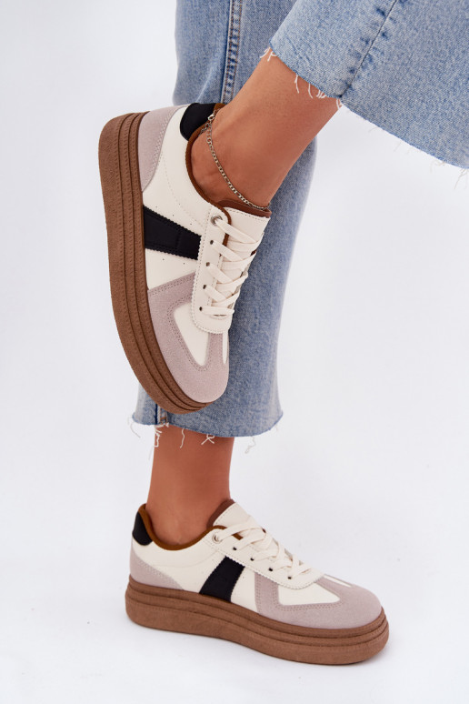 Scarpe modello sneakers Femminile con una piattaforma beige Dovina