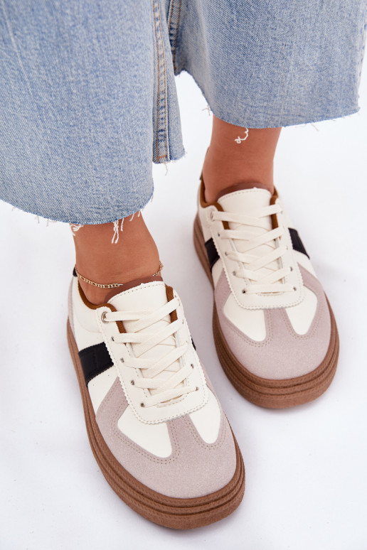 Scarpe modello sneakers Femminile con una piattaforma beige Dovina