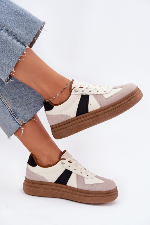 Scarpe modello sneakers Femminile con una piattaforma beige Dovina