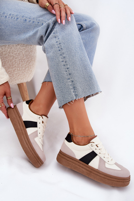 Scarpe modello sneakers Femminile con una piattaforma beige Dovina