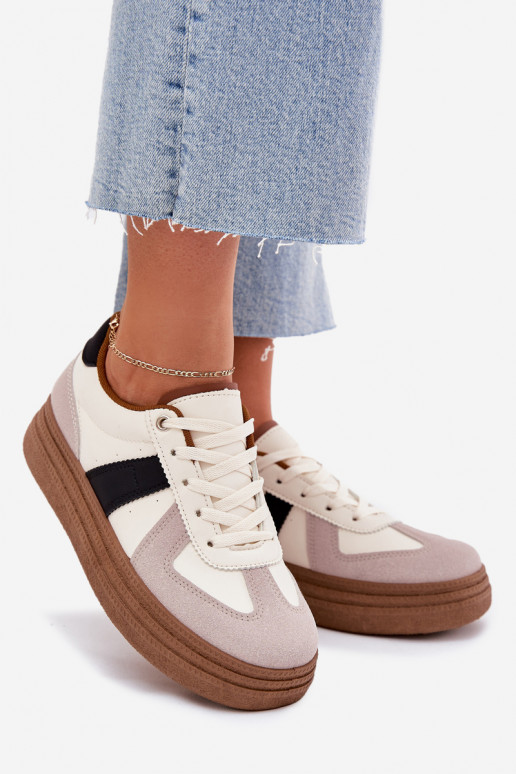 Scarpe modello sneakers Femminile con una piattaforma beige Dovina