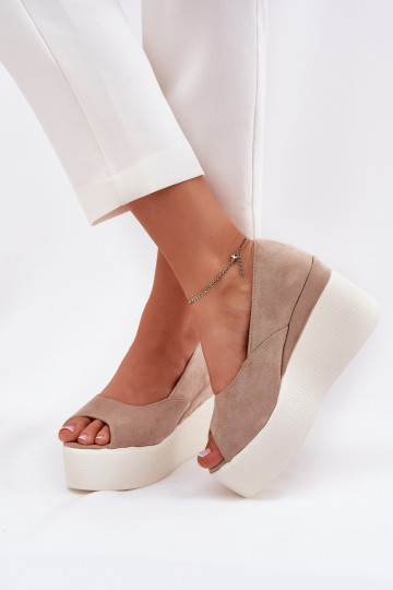 Sandali da donna con doppia piattaforma color sabbia Felyra