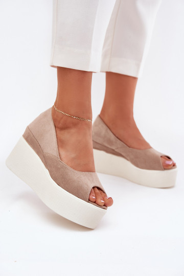 Sandali da donna con doppia piattaforma color sabbia Felyra 2