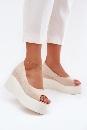 Sandali da donna con doppia piattaforma color avorio Felyra