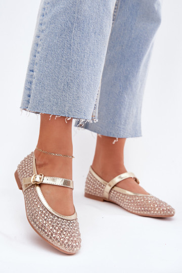 Decorato Ballerine Femminile con cinghie I con fibbie colore dorato Avirae