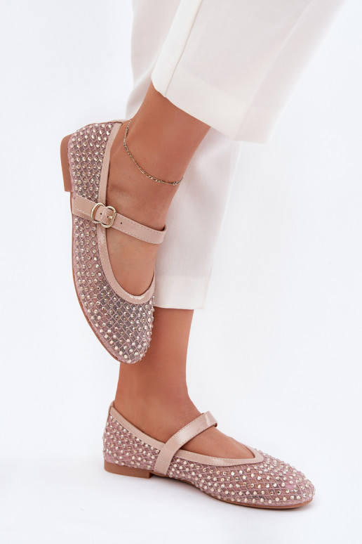 Decorato Ballerine Femminile con cinghie I con fibbie beige Avirae