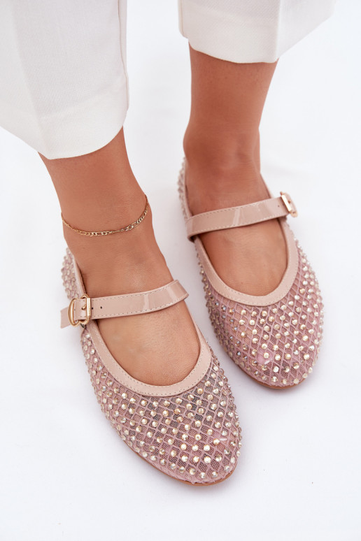 Decorato Ballerine Femminile con cinghie I con fibbie beige Avirae