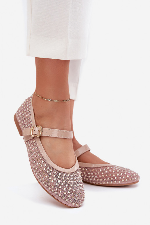 Decorato Ballerine Femminile con cinghie I con fibbie beige Avirae