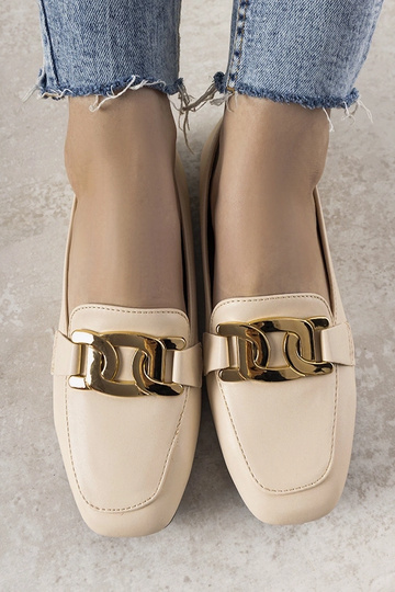 Mocassini beige con decorazione dorata Hashtag 2
