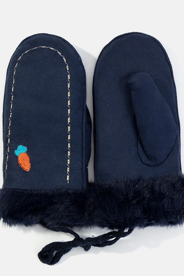 Guanti per bambini blu navy a forma di carota