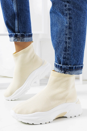 Scarpe sportive alte color sabbia, "Melissa"
