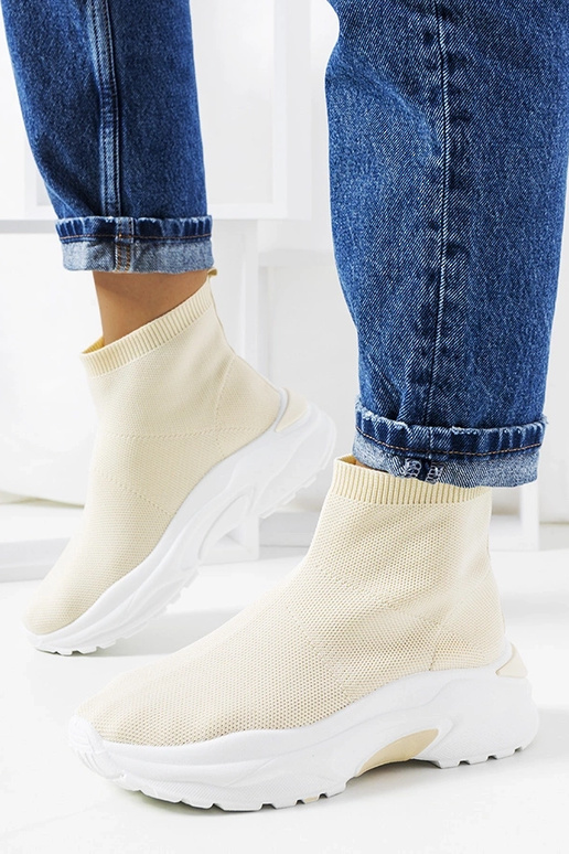 Scarpe sportive alte color sabbia,...