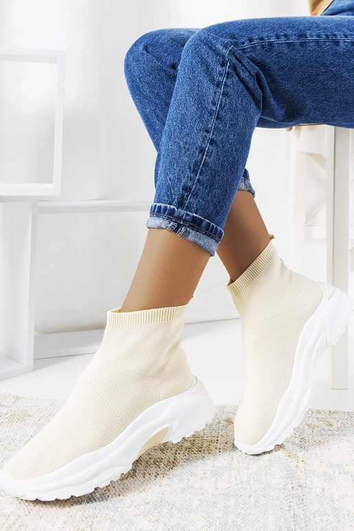 Scarpe sportive alte color sabbia,...