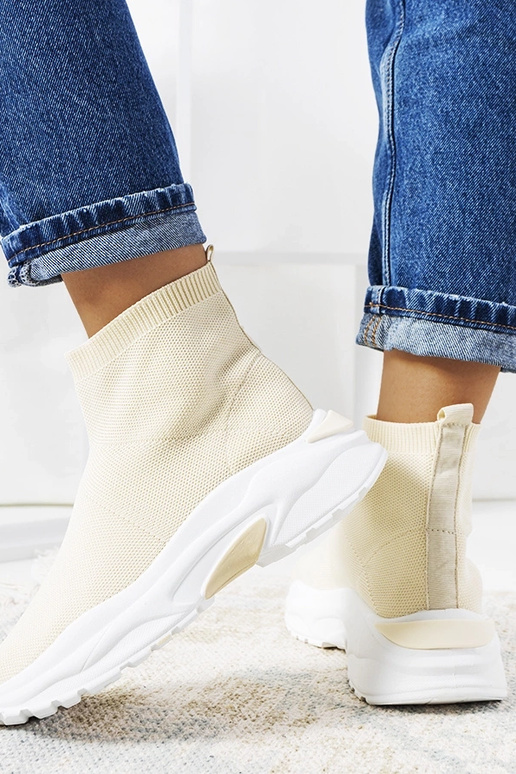 Scarpe sportive alte color sabbia,...