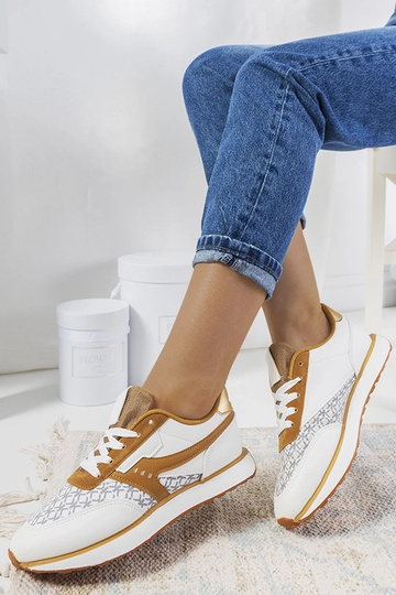 Sneakers Chiara da donna bianche e marroni 2
