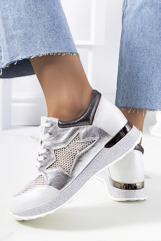 Sneakers bianche metallizzate con...