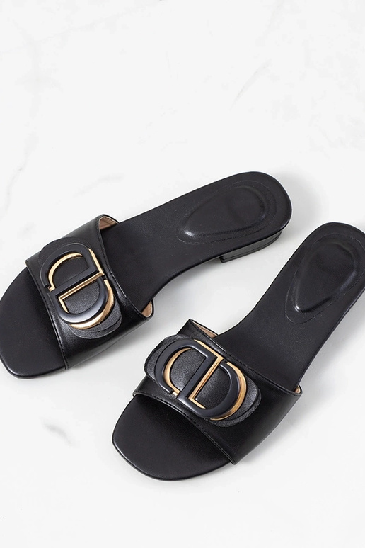 Ciabatte nere con tacco piatto,...