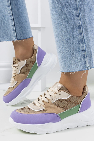 Sneakers da donna Elyne beige e viola