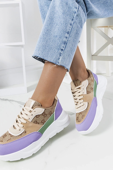 Sneakers da donna Elyne beige e viola 2