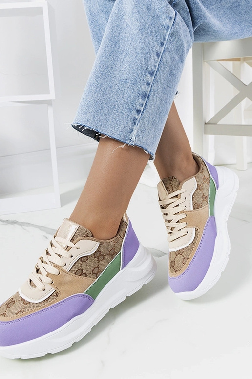 Sneakers da donna Elyne beige e viola