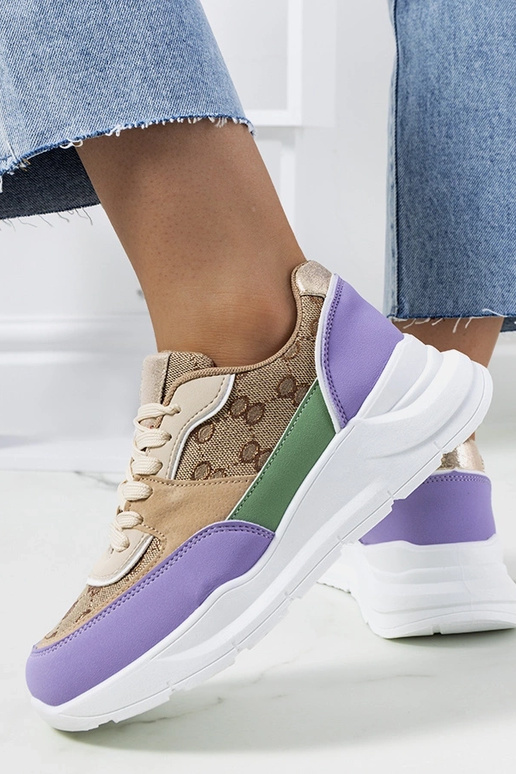 Sneakers da donna Elyne beige e viola