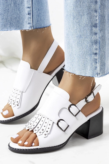 Sandali in pelle bianca con...