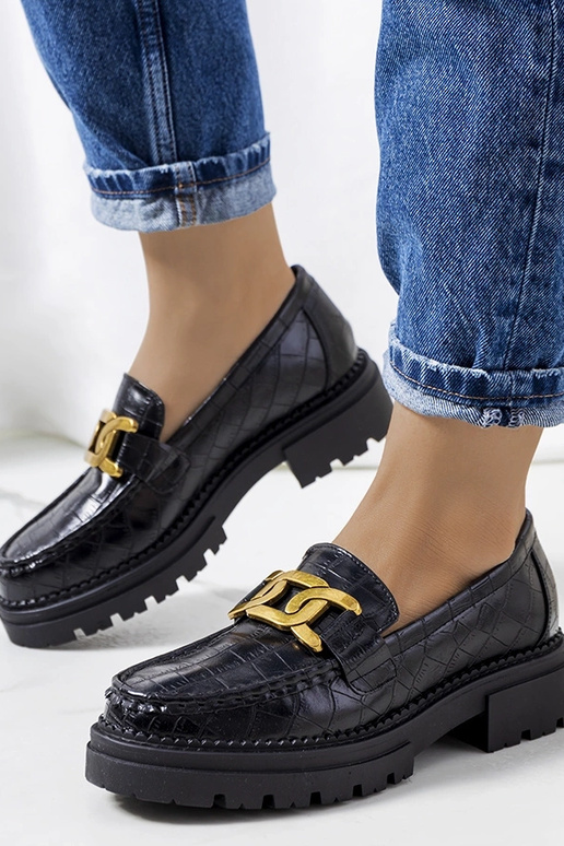 Mocassini neri su suola alta, „Zanen"