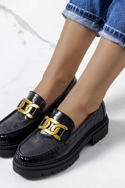 Mocassini neri su suola alta, „Zanen"