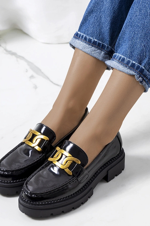 Mocassini neri su suola alta, „Dorland"